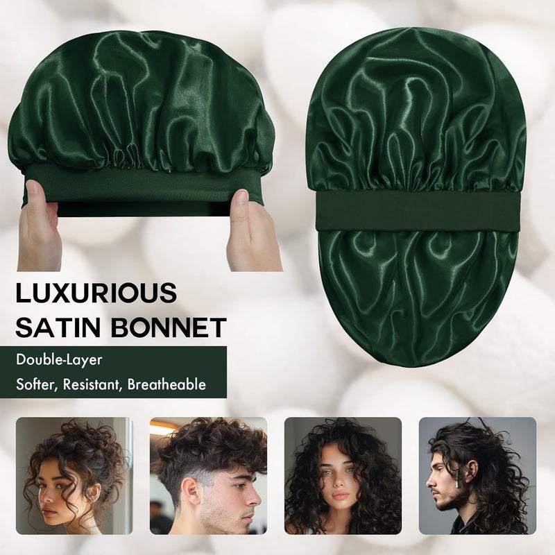 Doitory Store Satin Silk Bonnet for Sleeping, Double Layer Silk Sleep Cap for Men & Women, Soft Satin Lined Bonnet for Curly Hair - Image 2